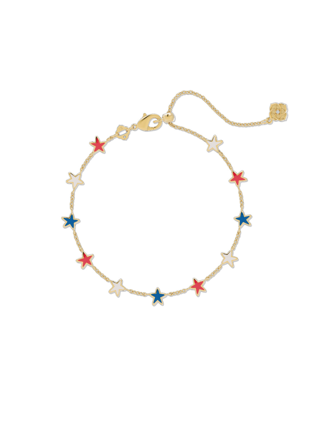 Kendra Scott: Sierra Star Delicate Chain Bracelet in Gold Red White Blue Mix