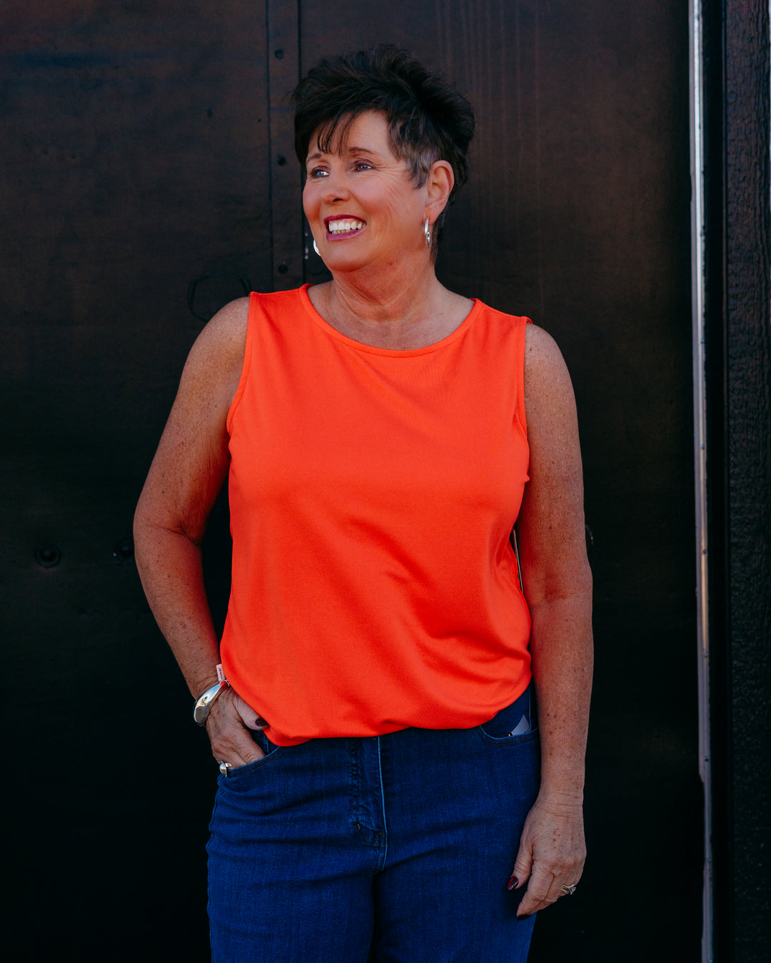 Multiples: Hi Nk Tank Top in Pomegranate (M26101TM) - The Vogue Boutique