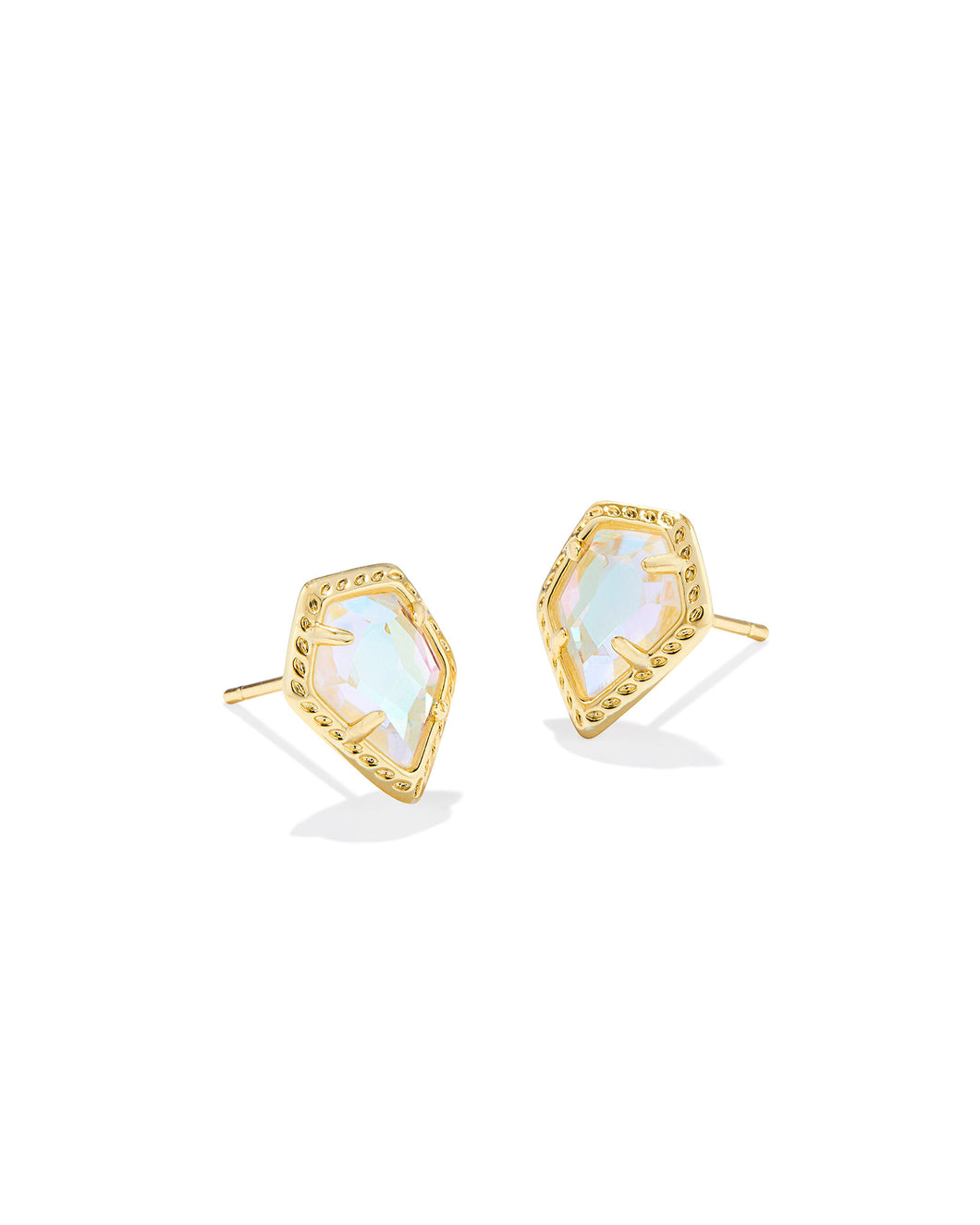 Kendra Scott: Framed Tessa Stud Earrings in Gold Dichroic Glass