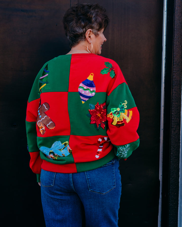 Queen Of Sparkles: Checkered Christmas Sweatshirt