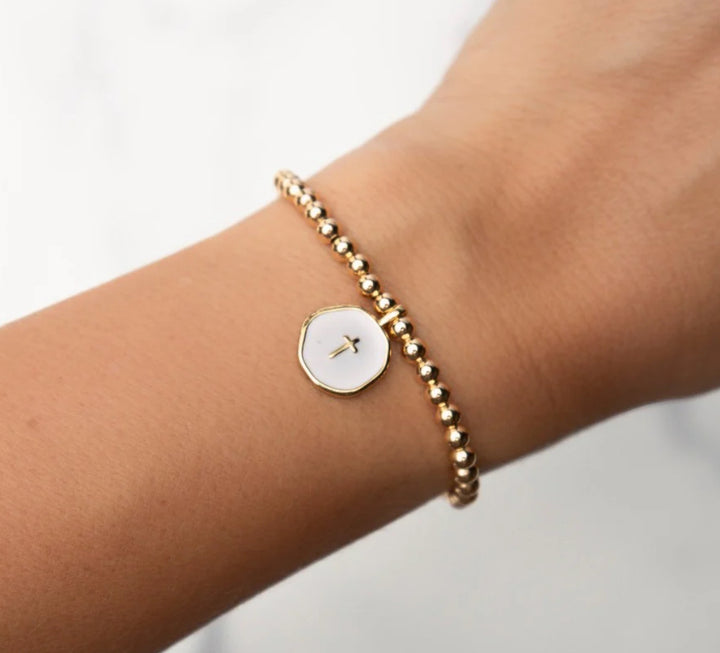 Lenny & Eva: Faith Over Fear White Cross Bracelet