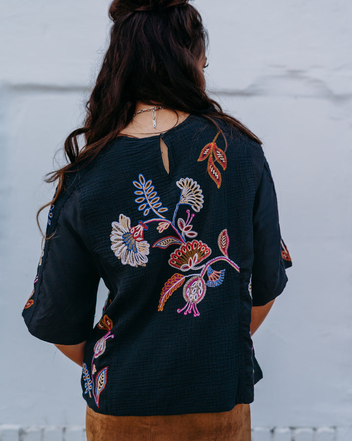 Johnny Was: Mixed Media Dolman Blouse in Gineva