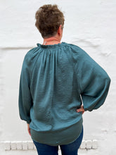 Load image into Gallery viewer, Glam: Tie Front Ruffled Blouse in Teal
