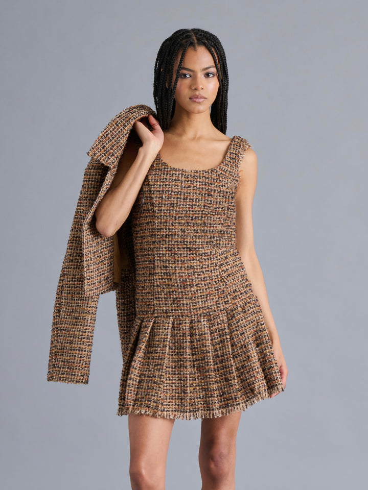 Steve Madden: Avie Dress in Brown Plaid Mix