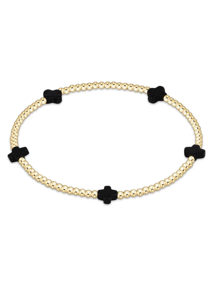 Enewton: Signature Cross Gold Pattern Onyx