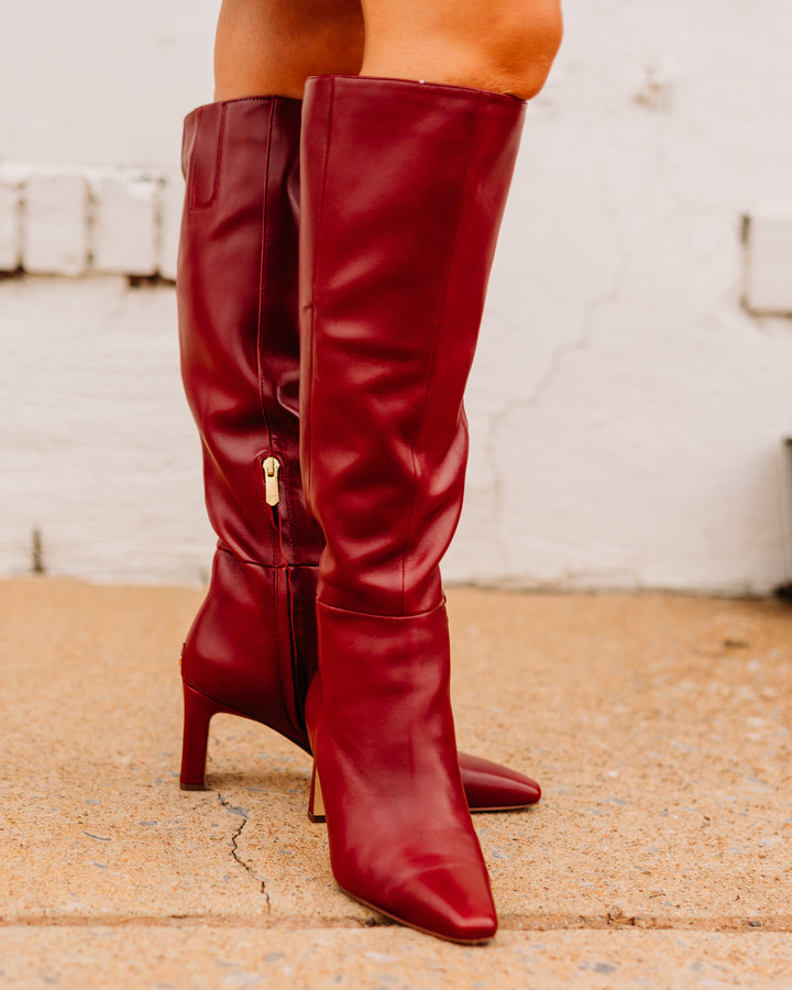 Sam Edelman: Sylvia Red Leather Knee High Boots
