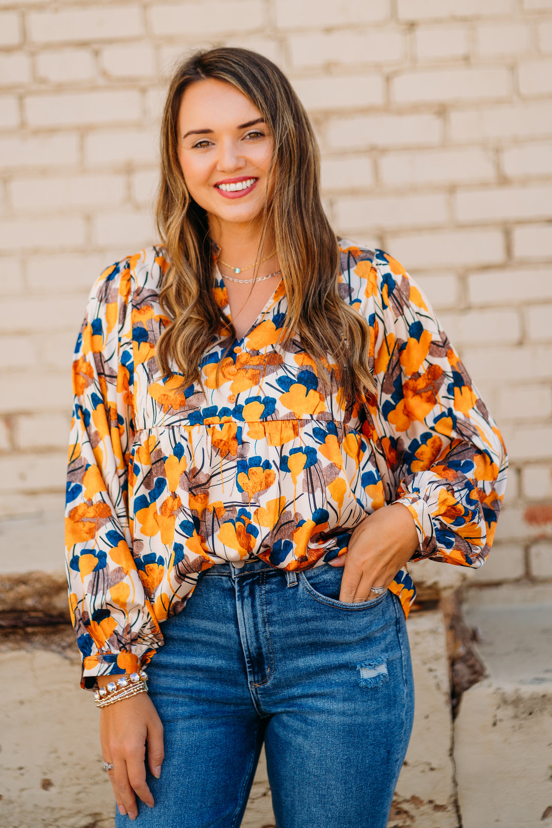 JoyJoy: Autumn Petals Batwing Top 69G7498