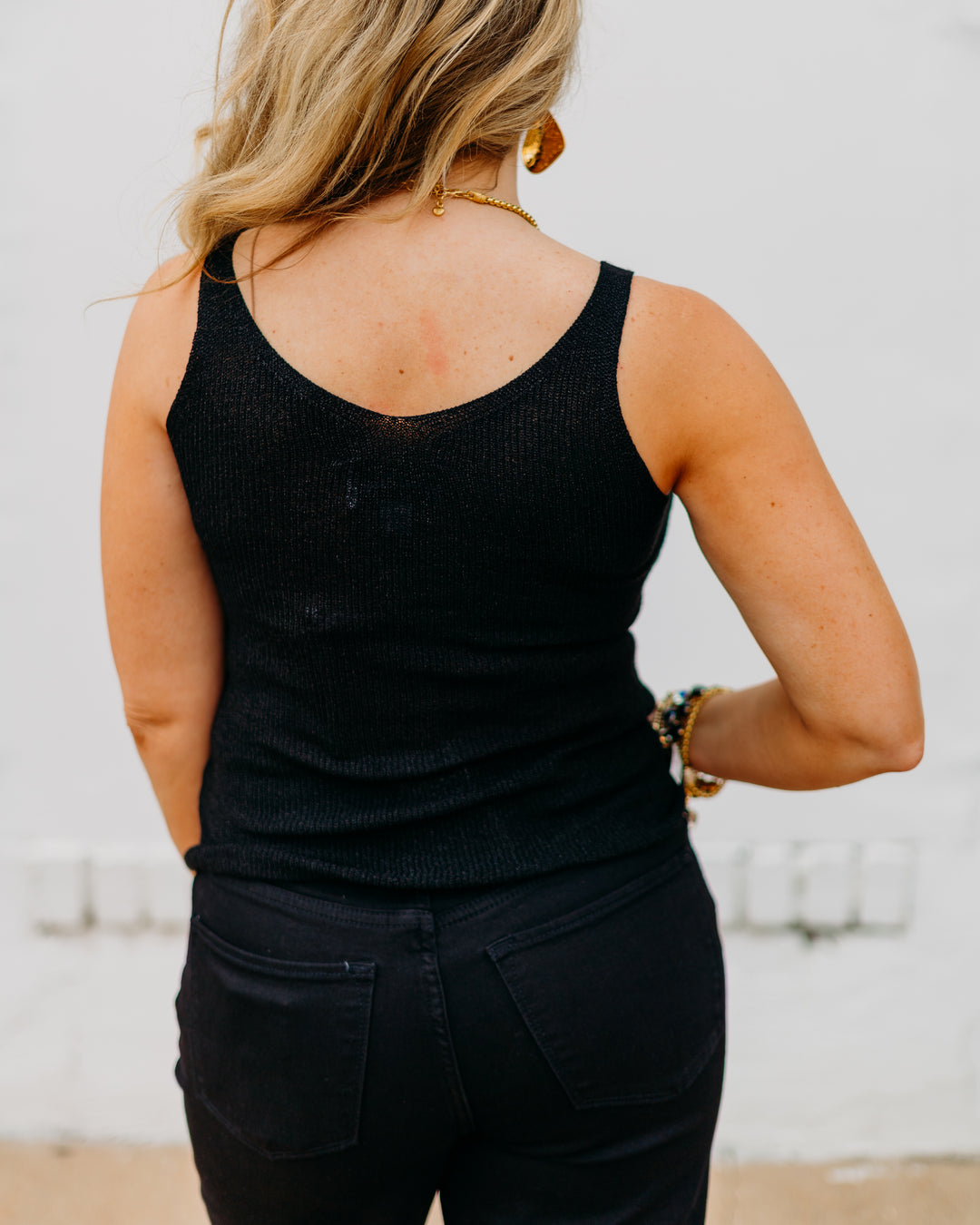 Joseph Ribkoff: Metallic Knitted Camisole with Rhinestones