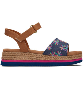 TOMS: Kids Diana Sandal in Navy Embroidered Floral/Canvas