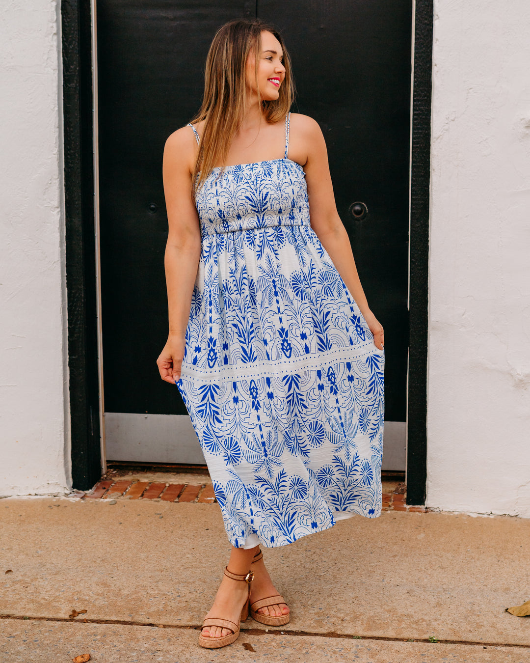 Z Supply: Nadine Palm Maxi Dress in Nautical (ZD261368) - The Vogue Boutique
