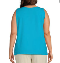 Load image into Gallery viewer, Multiples: Double Scoop Neck Solid Knit Tank Top in Ocean M244110TM
