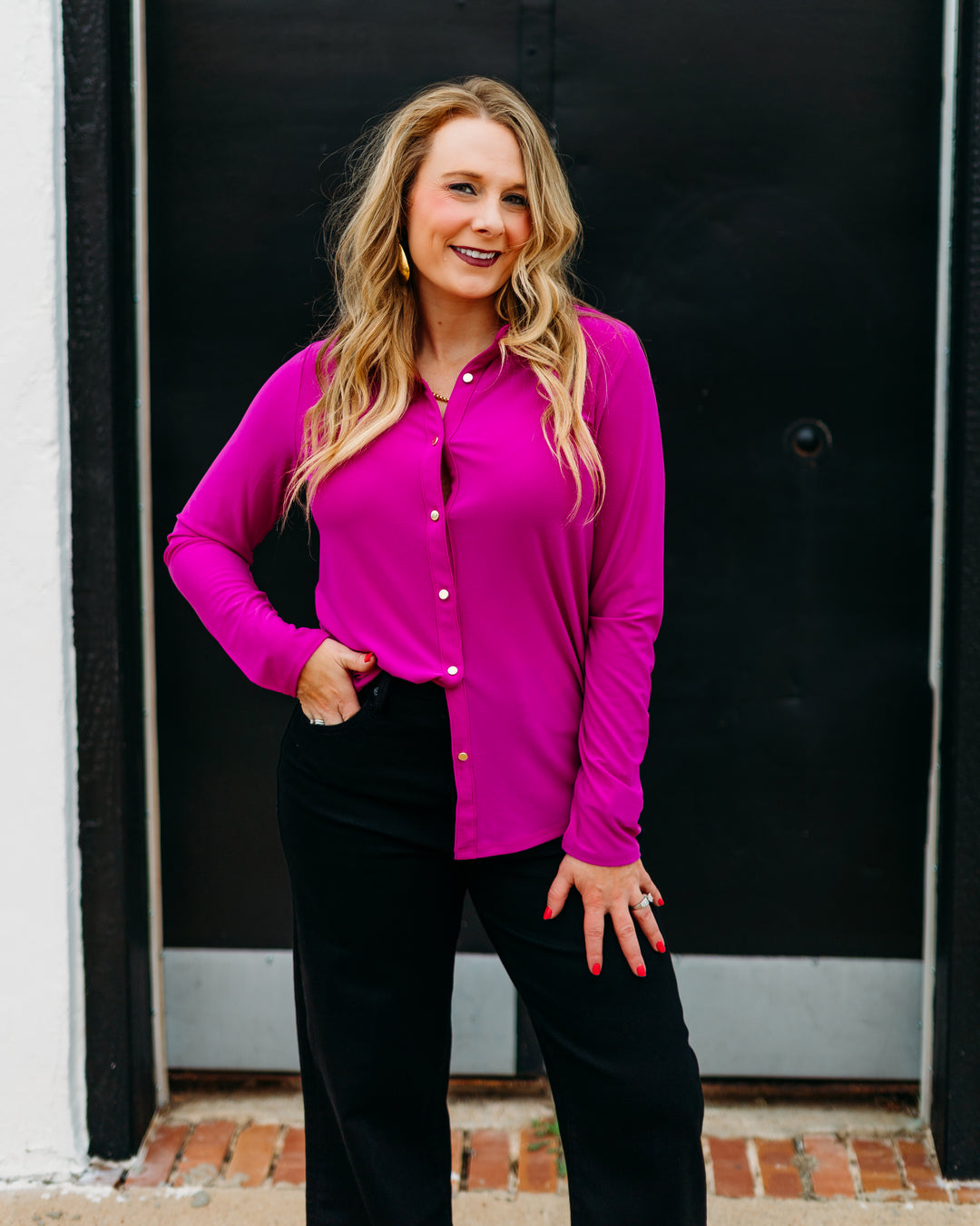 Joseph Ribkoff: Silky Knit Button-Front Straight Blouse (253941)