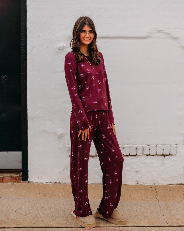 Z Supply: Bella Ditsy Long Sleeve Top in Merlot