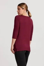 Load image into Gallery viewer, Tribal: Boat Neck 3/4 Sleeve Top in Redwine
