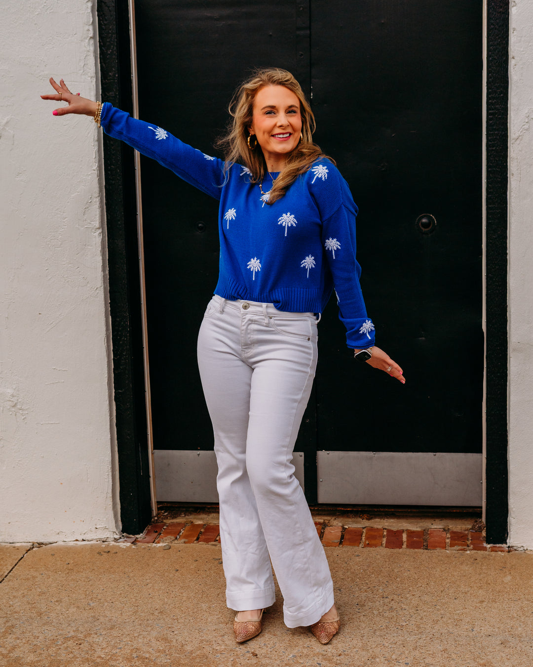 Z Supply: Sienna Palm Sweater in Nautical - The Vogue Boutique
