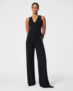 Spanx: The Perfect Pant, Button Wide Leg in Black