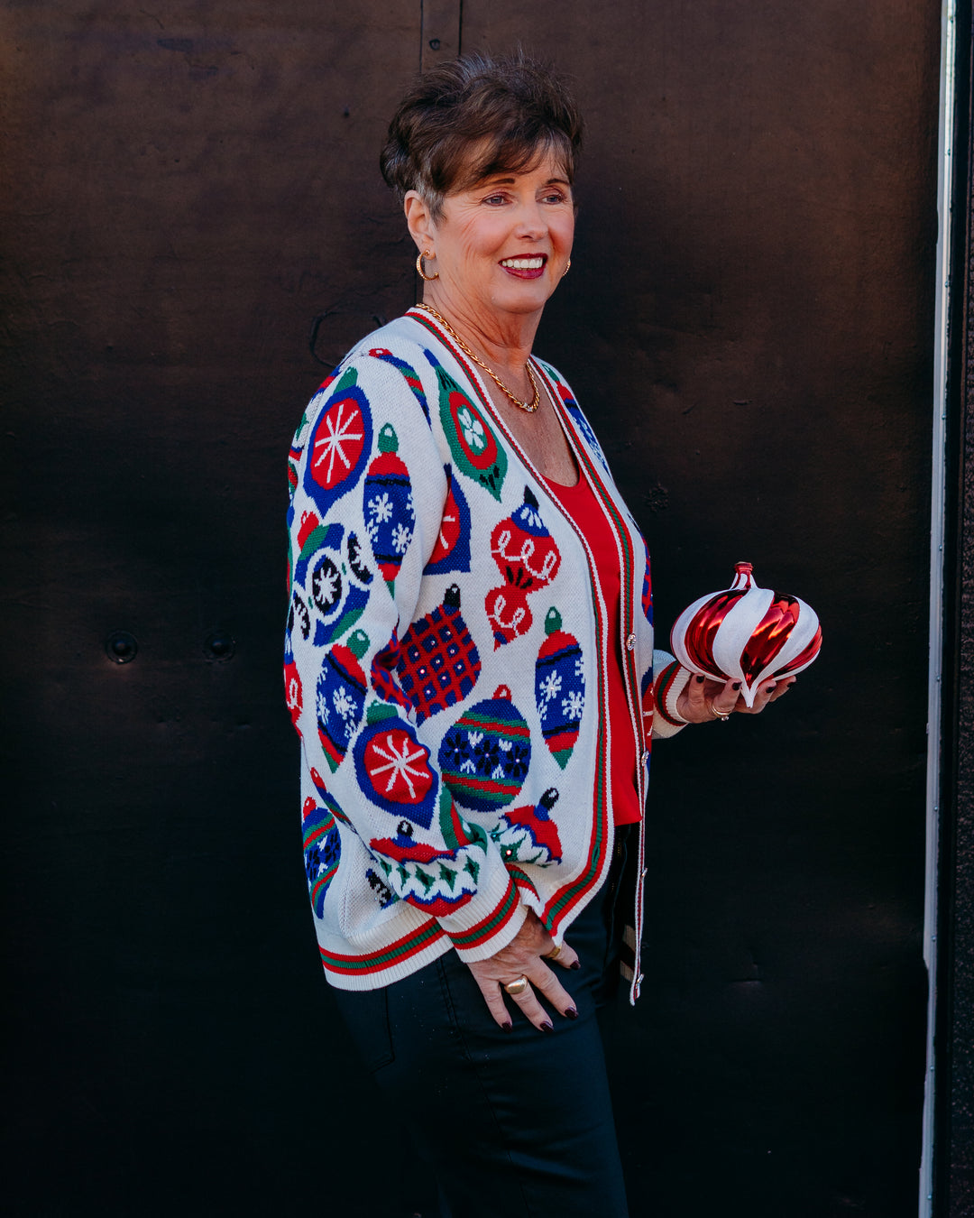 Multiples: (Merry & Bright) Cuffed Button Front Cardigan With Embellishments M45601KM