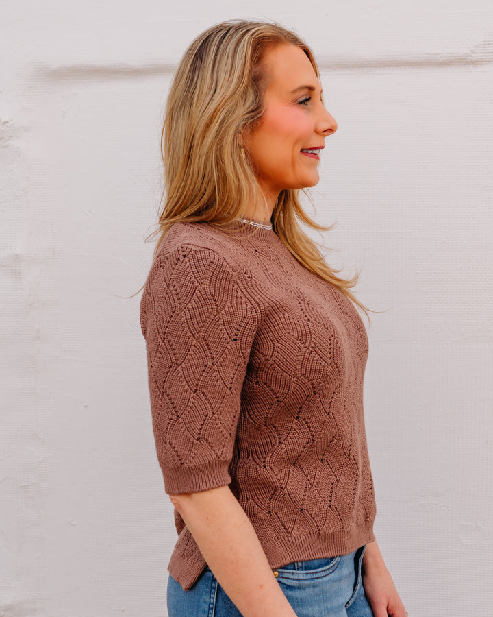 Varley: Agathe Knit Top in Brownie (VAR03189) - The Vogue Boutique