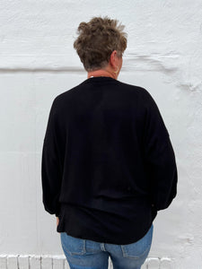 Glam: Long Sleeve Knit Top in Black