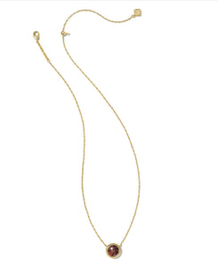 Kendra Scott: Basketball Short Pendant Necklace in Gold Orange Goldstone