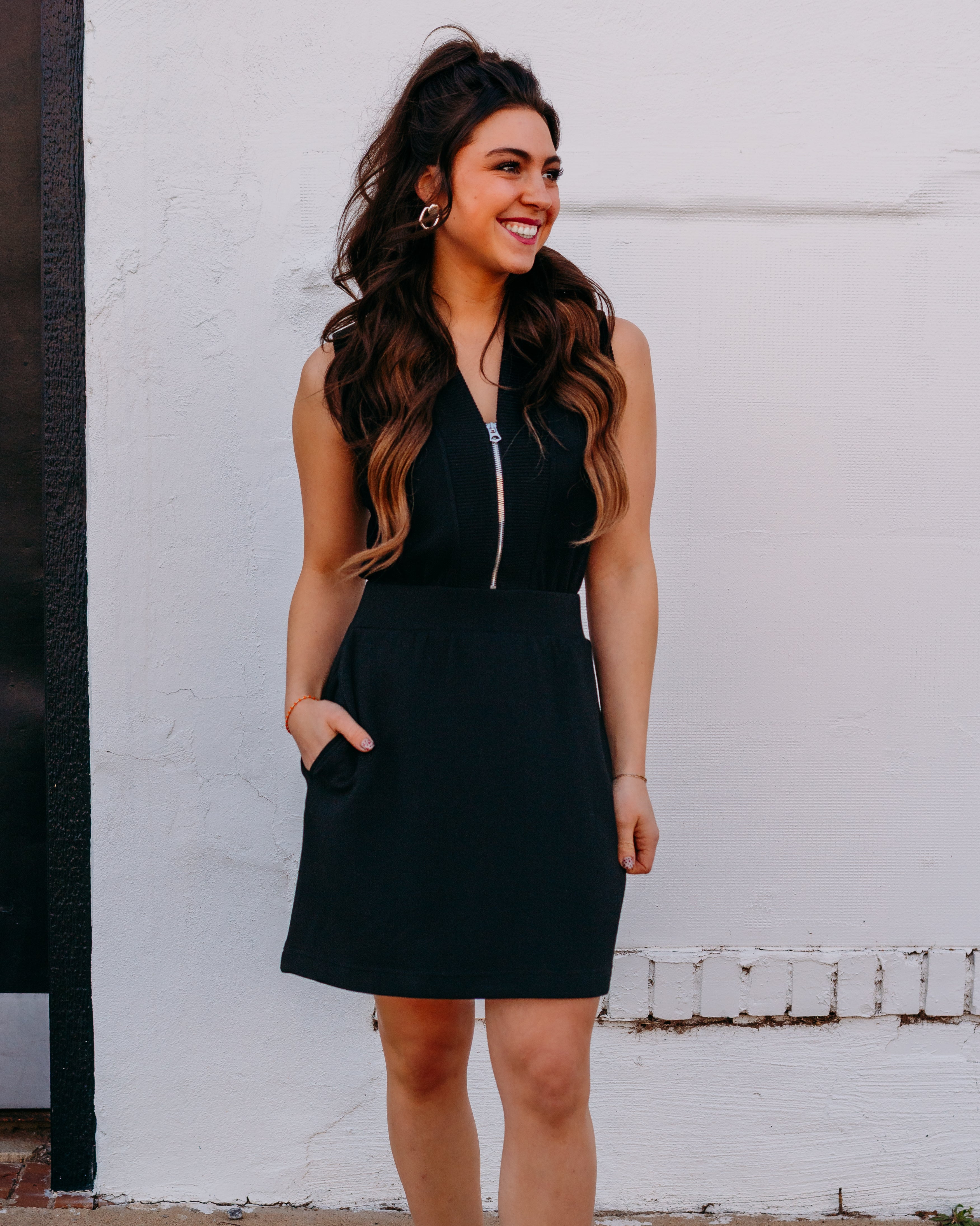 Varley Polyanna Half Zip Dress in Black | Comfort & Elegance – The