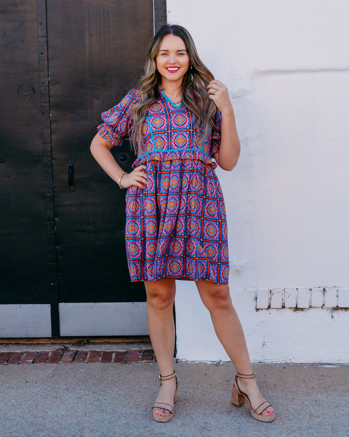 Sister Mary: Talia Dress in Pink Tiles