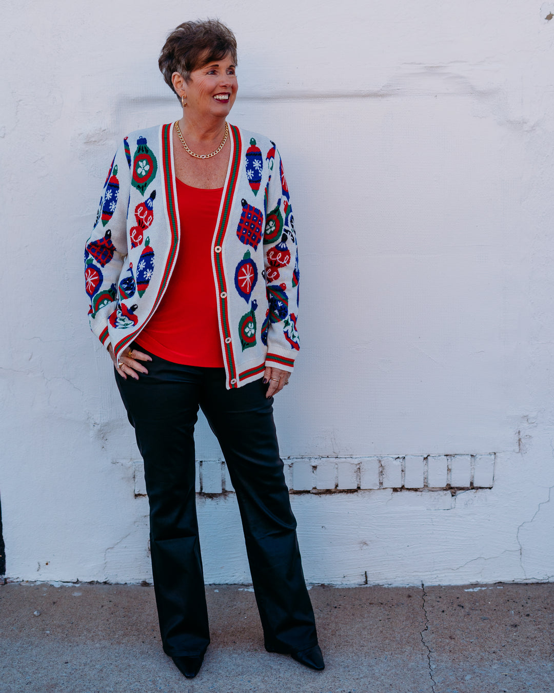 Multiples: (Merry & Bright) Cuffed Button Front Cardigan With Embellishments M45601KM