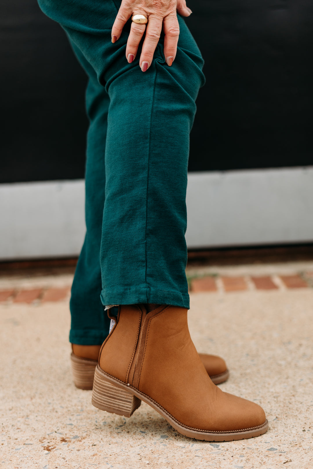 Multiples:  (Sun Stone) Zip Front Ankle Jeans in Deep Green(M35711PM)