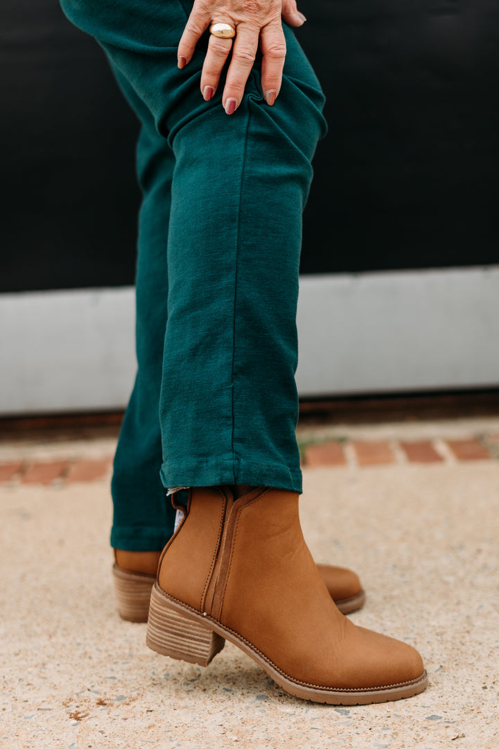 Multiples:  (Sun Stone) Zip Front Ankle Jeans in Deep Green(M35711PM)