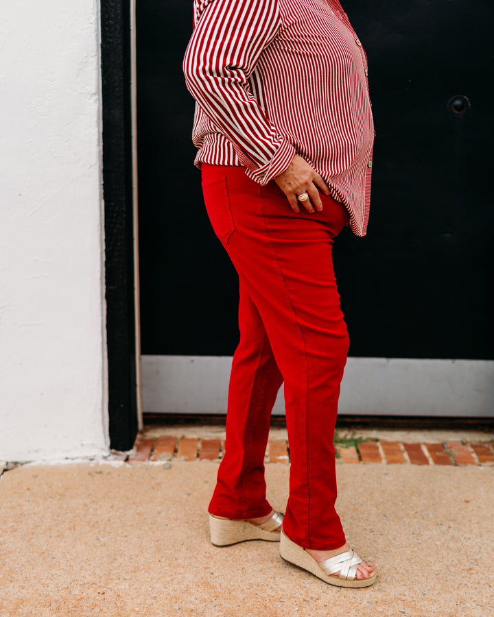 Multiples: Zip Front Ankle Jeans in Red(M35711PM)