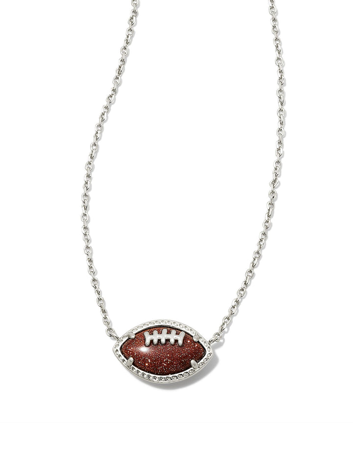 Kendra Scott: Football Short Pendant Necklace in Silver Orange Goldstone