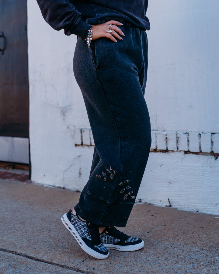 Johnny Was: French Terry Linen Barrel Pant Jewel in Charcoal Heather