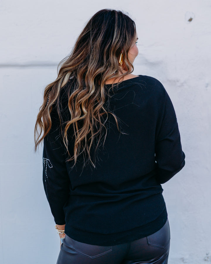 Joseph Ribkoff: Sweater Knit Pullover with Iron-On Bow Detail in Black (254950)