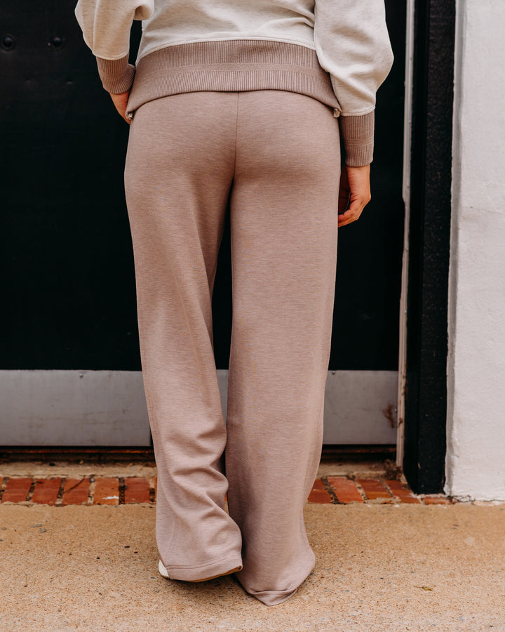 Varley: The Extra Wide Leg Pant 32' in Taupe Marl
