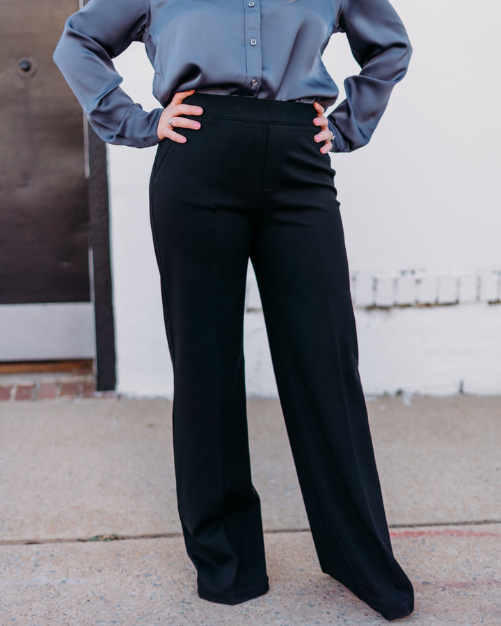 Spanx: Perfect Fit Ponte Wide Leg Pant in Black