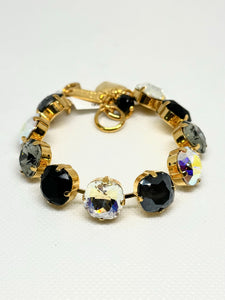 Mariana: Gold Cushion Cut Bracelet in “Obsidian Shore”