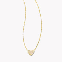 Load image into Gallery viewer, Kendra Scott: Framed Ari Heart Gold Short Pendant Necklace in Iridescent Drusy
