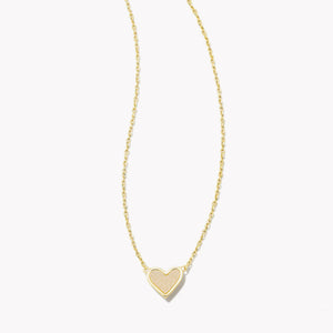 Kendra Scott: Framed Ari Heart Gold Short Pendant Necklace in Iridescent Drusy