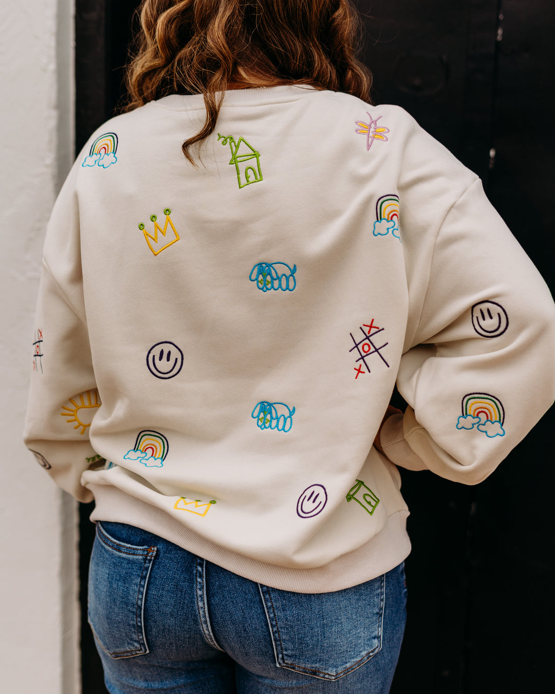 Queen of Sparkles: Crayon and Doodle Sweatshirt in Multicolor