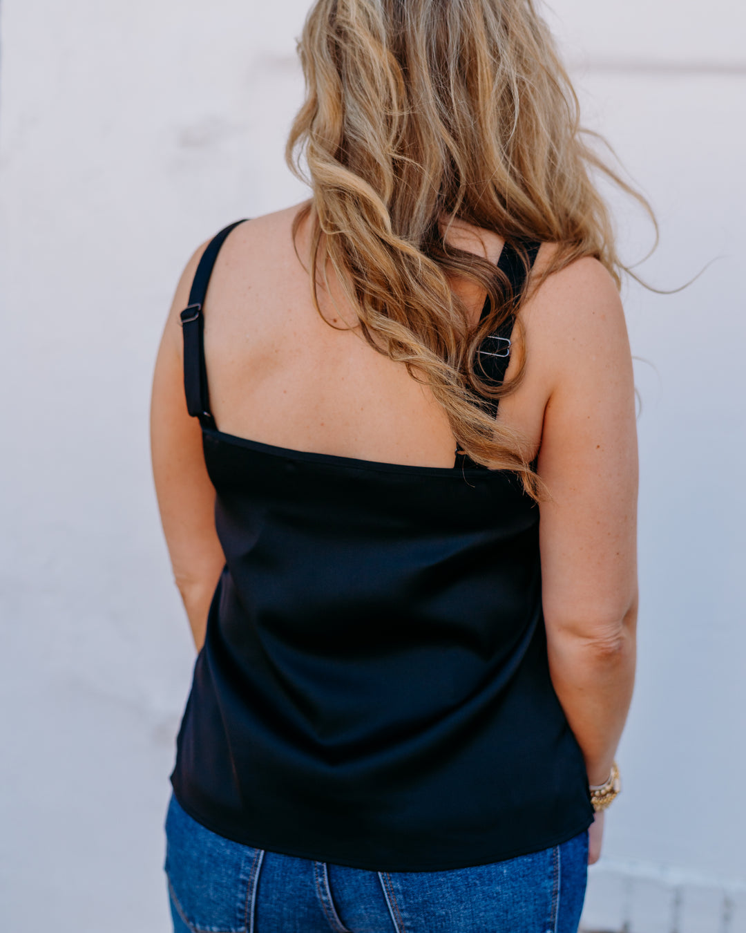 Liverpool: Woven Tank W/ Lace Trim in Black