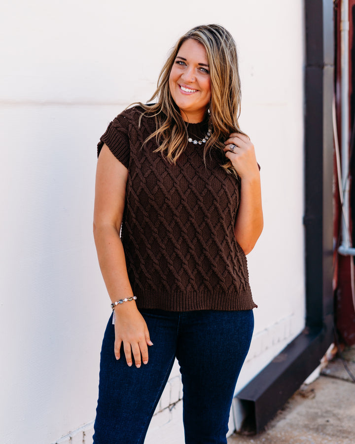 Dear John: Briana Short Sleeve Sweater in Cappuccino