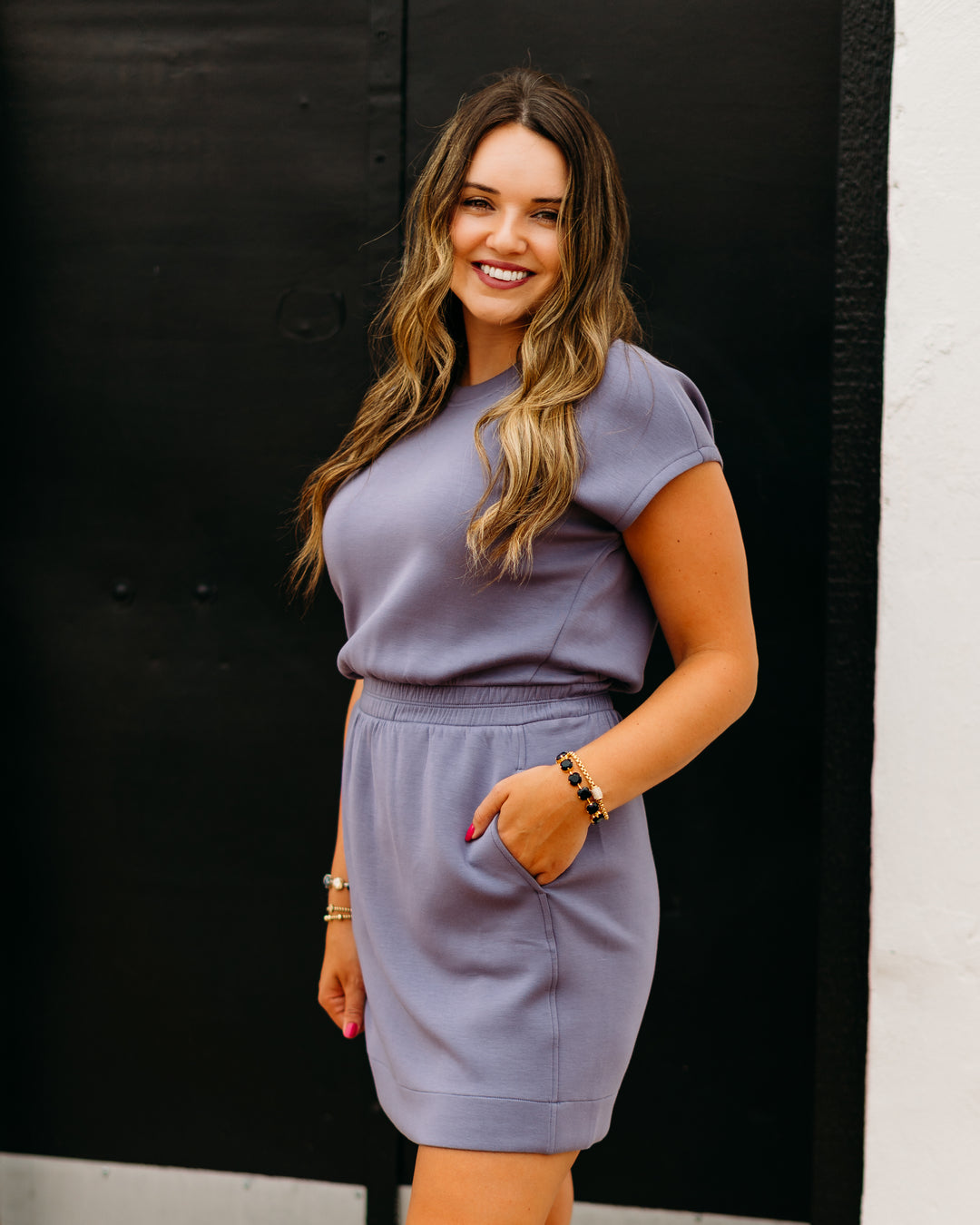Spanx: AE Crew Sweatshirt Dress in Orchid Ash 21516R