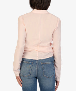 Kut: Mercedes Long Sleeve Button Down in Soft Pink