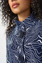 Load image into Gallery viewer, Joseph Ribkoff: Abstract Puff Print Silky Knit Jacket in Midnight Blue 241200
