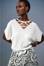 Load image into Gallery viewer, Joseph Ribkoff: Vanilla Sweater With Cutout Neckline Style 241915
