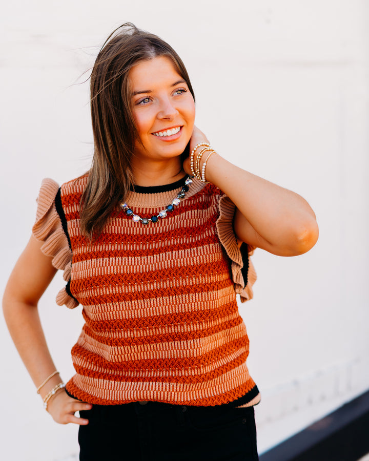 Another Love: Kassandra Short Sleeve Sweater in Brown Sugar