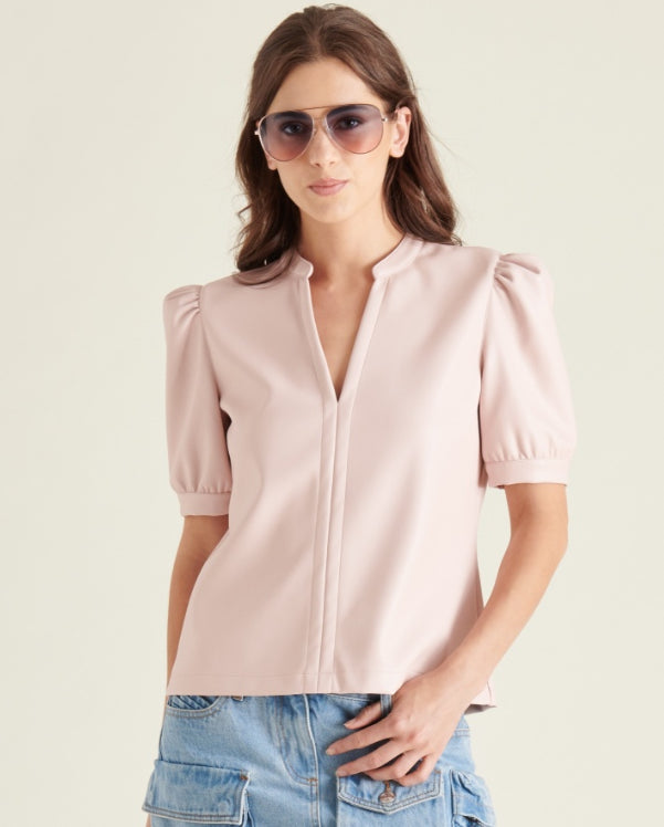 Steve Madden: Jane Faux Leather Top in Rose Taupe