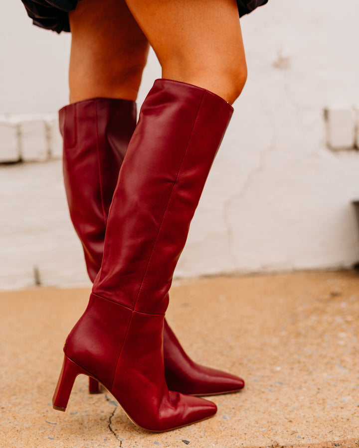 Sam Edelman: Sylvia Red Leather Knee High Boots
