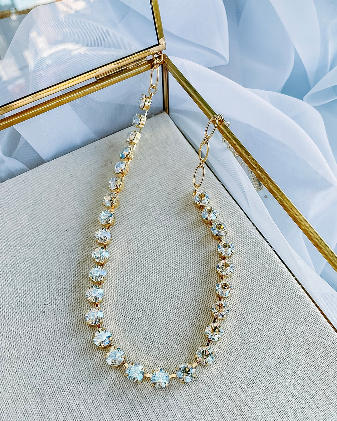 Mariana: Clear Small Stone Necklace N-3252-001MOL-YG - The Vogue Boutique