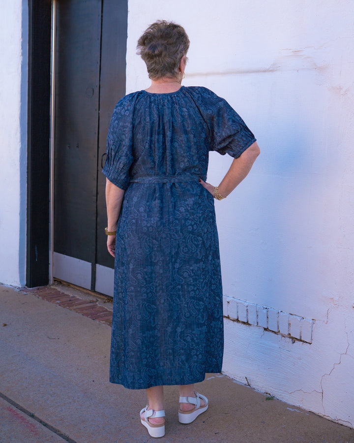 Uncle Frank: Tucked Sleeve Denim Dress in Indigo (74623)